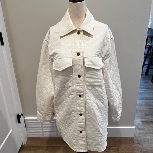 Polagram Jackets & Blazers - POLAGRAM Women's Quilted Shirt Jacket Size S In Cream